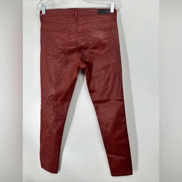 AG Adriano Goldschmied Faux Red Leather The Legging Ankle Wine Jean 28 R - Picture 5 of 7